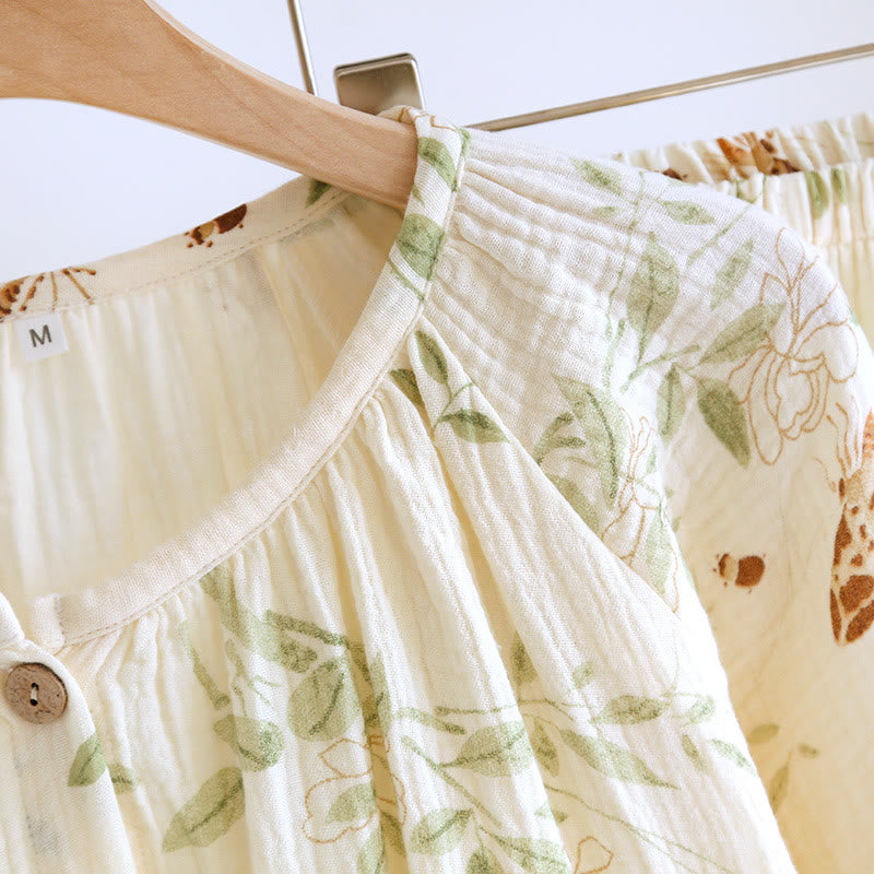 Floral Butterfly Cotton Gauze Pajama Set - image 9