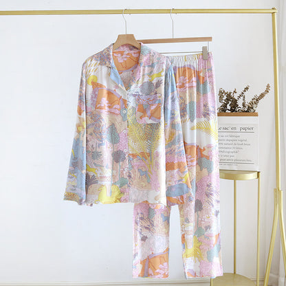 Satin Long Sleeve Rural Pajama Set - XL - image 0