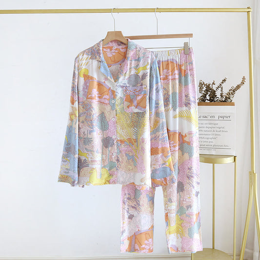 Satin Long Sleeve Rural Pajama Set - XL - image 0