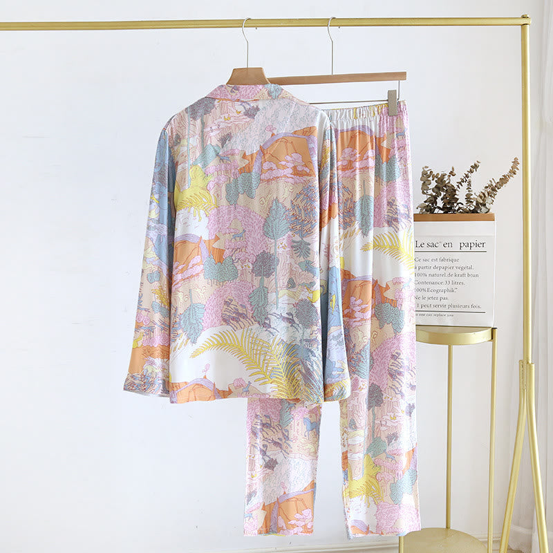 Satin Long Sleeve Rural Pajama Set - image 1