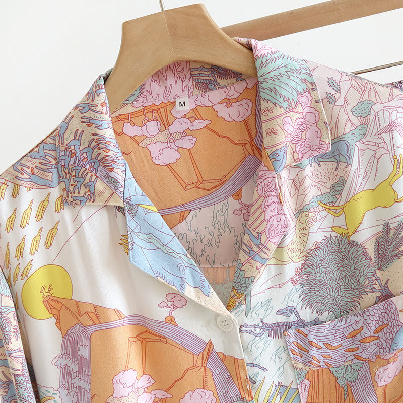 Satin Long Sleeve Rural Pajama Set - image 2