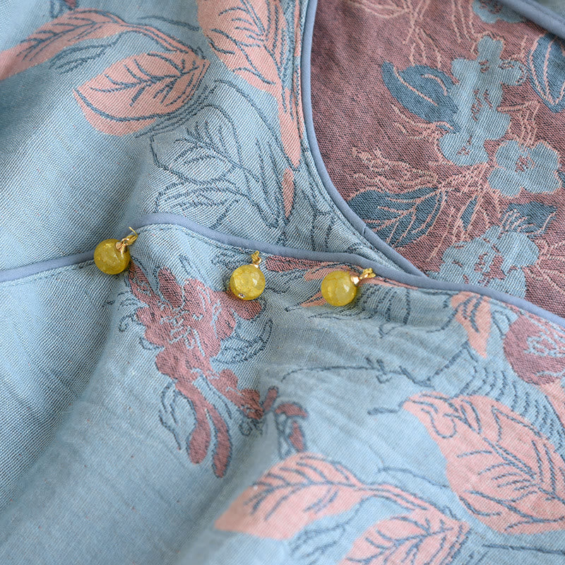 Jacquard Floral Cotton Round-neck Loungewear Set - image 3