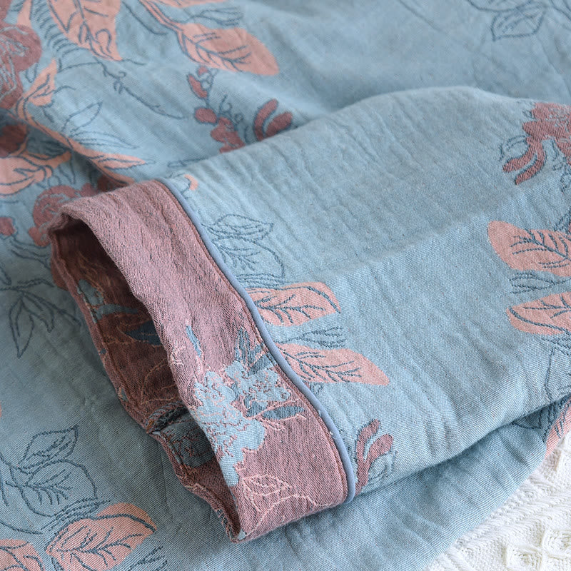Jacquard Floral Cotton Round-neck Loungewear Set - image 4