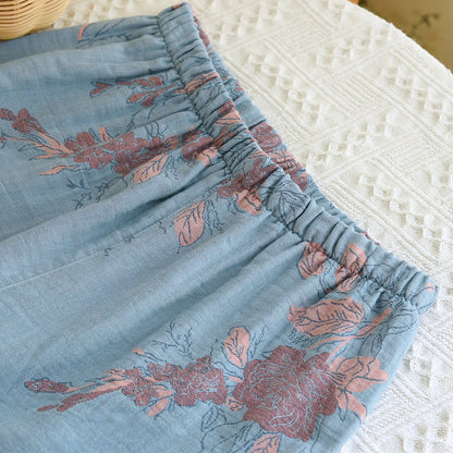 Jacquard Floral Cotton Round-neck Loungewear Set - image 5