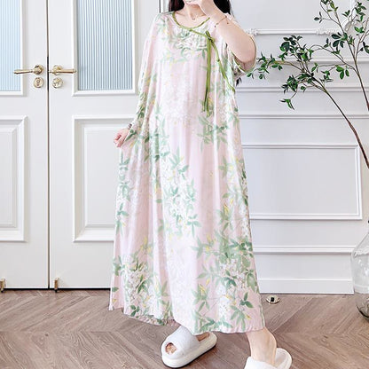 Plus Size Refresh Pastoral Long Nightgown - Light Pink - 4XL - image 5