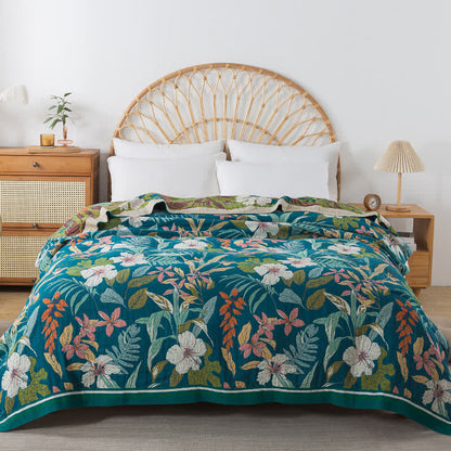Lightweight Cotton Gauze Jacquard Floral Blanket - image 3