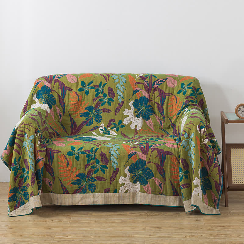 Lightweight Cotton Gauze Jacquard Floral Blanket - 79" x 90" - image 0