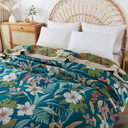 Lightweight Cotton Gauze Jacquard Floral Blanket - image 4