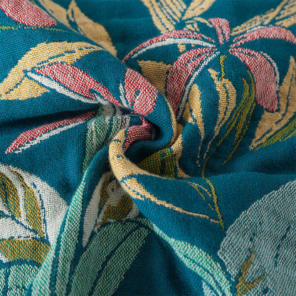 Lightweight Cotton Gauze Jacquard Floral Blanket - image 1