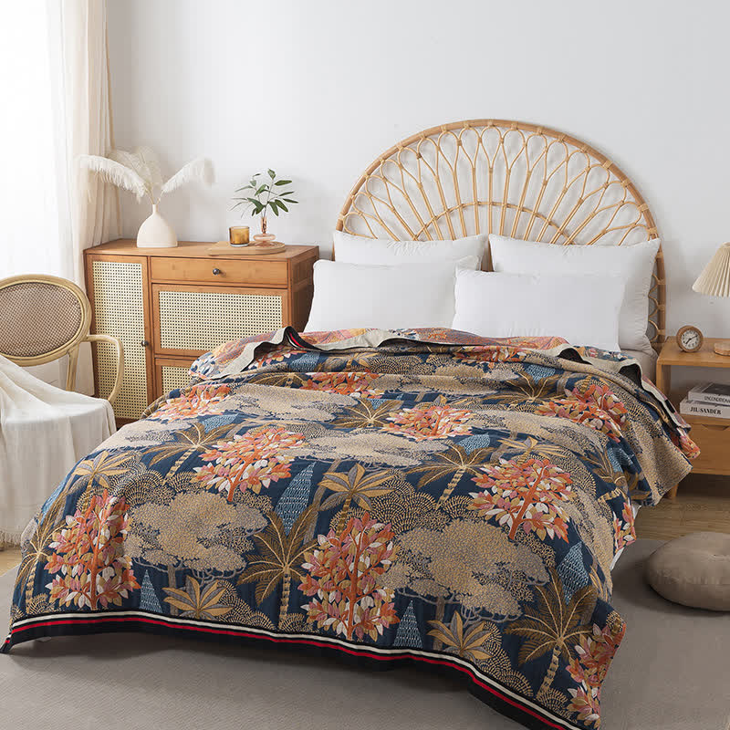 Cotton Gauze Tropical Jungle Comfy Quilt - Queen - image 0