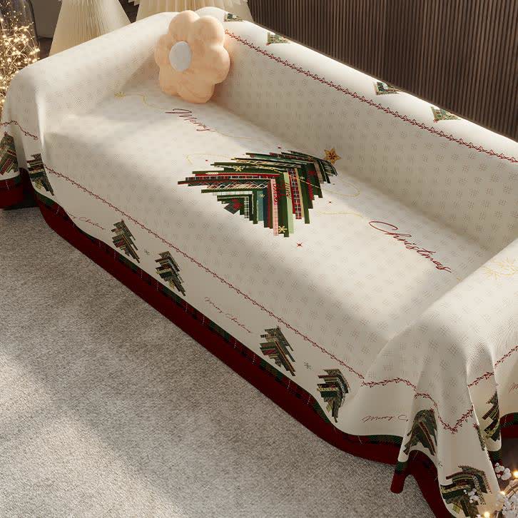 Simple Christmas Tree Chenille Sofa Cover - image 1