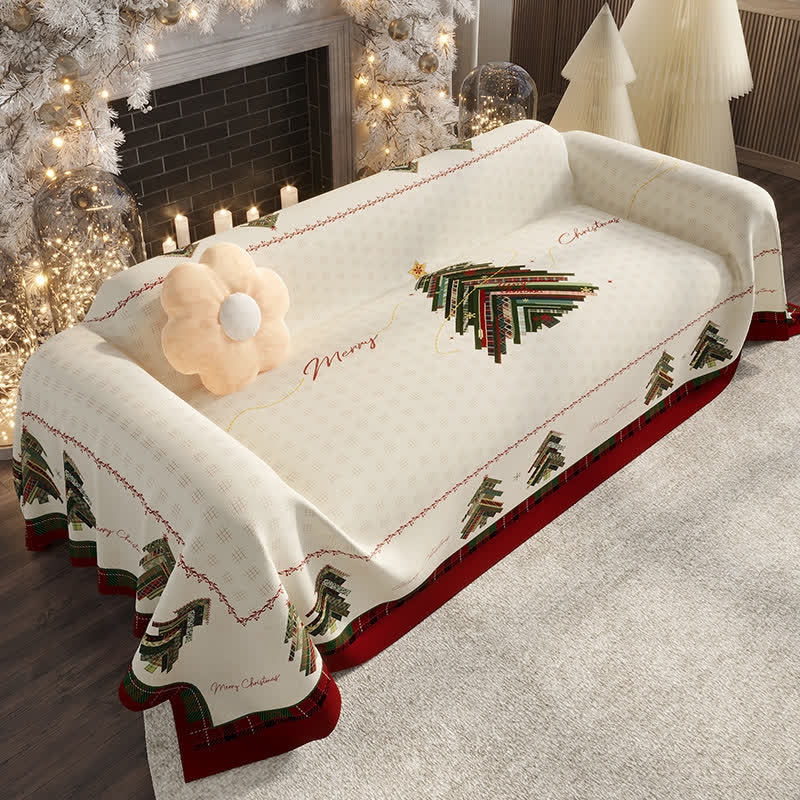 Simple Christmas Tree Chenille Sofa Cover - 71" x 205" - image 0