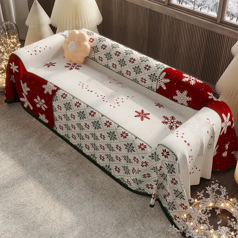 Christmas Snowflake Chenille Sofa Cover - image 1