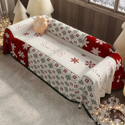 Christmas Snowflake Chenille Sofa Cover - image 1