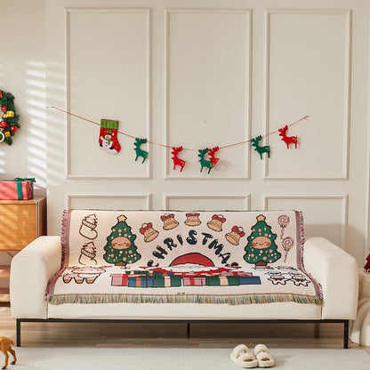 Christmas Cotton Linen Reversible Sofa Protector - image 4