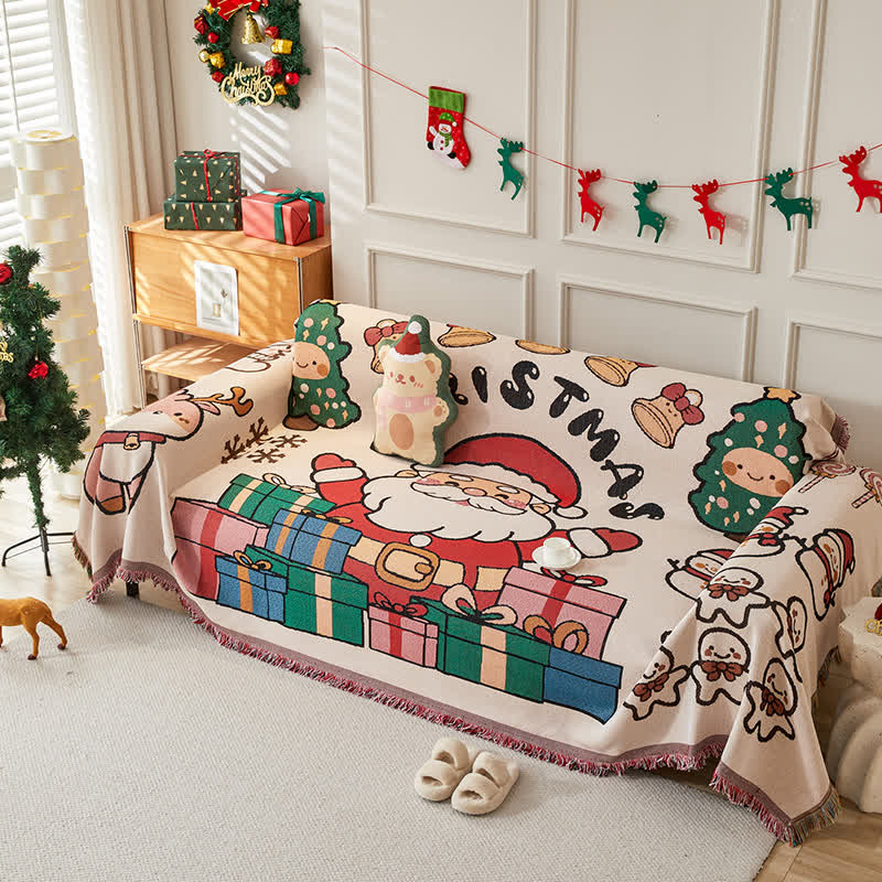 Christmas Cotton Linen Reversible Sofa Protector - image 2