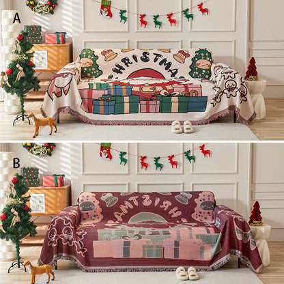 Christmas Cotton Linen Reversible Sofa Protector - image 1