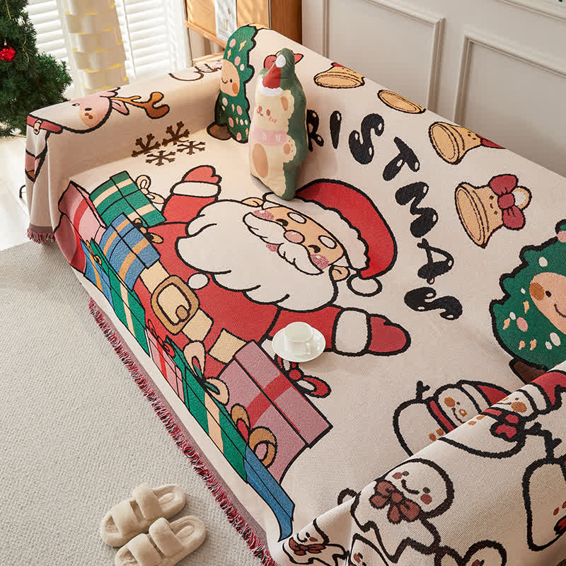 Christmas Cotton Linen Reversible Sofa Protector - image 3
