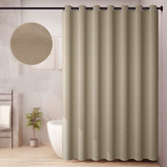 Luxurious Solid Color Flax Shower Curtain - Khaki - 86"W x 79"L - image 0