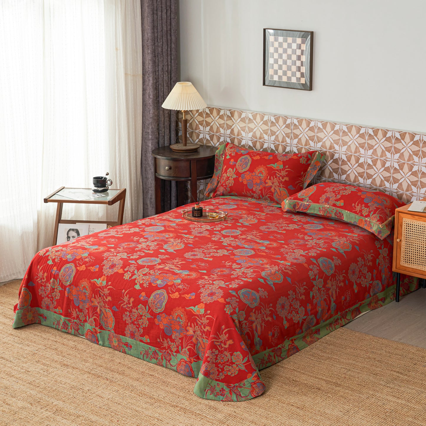 Cotton Gauze Luxurious Floral Bedding Sets (4PCS) - image 3
