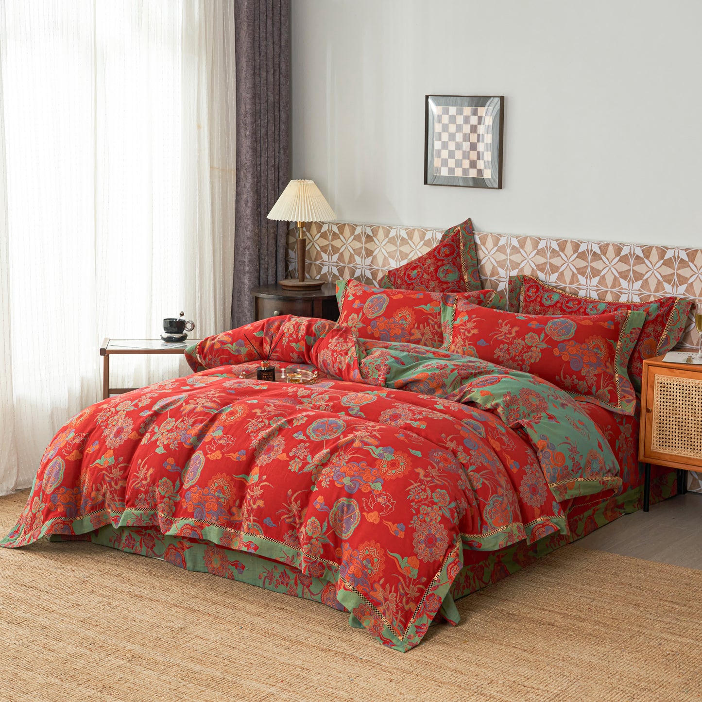 Cotton Gauze Luxurious Floral Bedding Sets (4PCS) - image 2