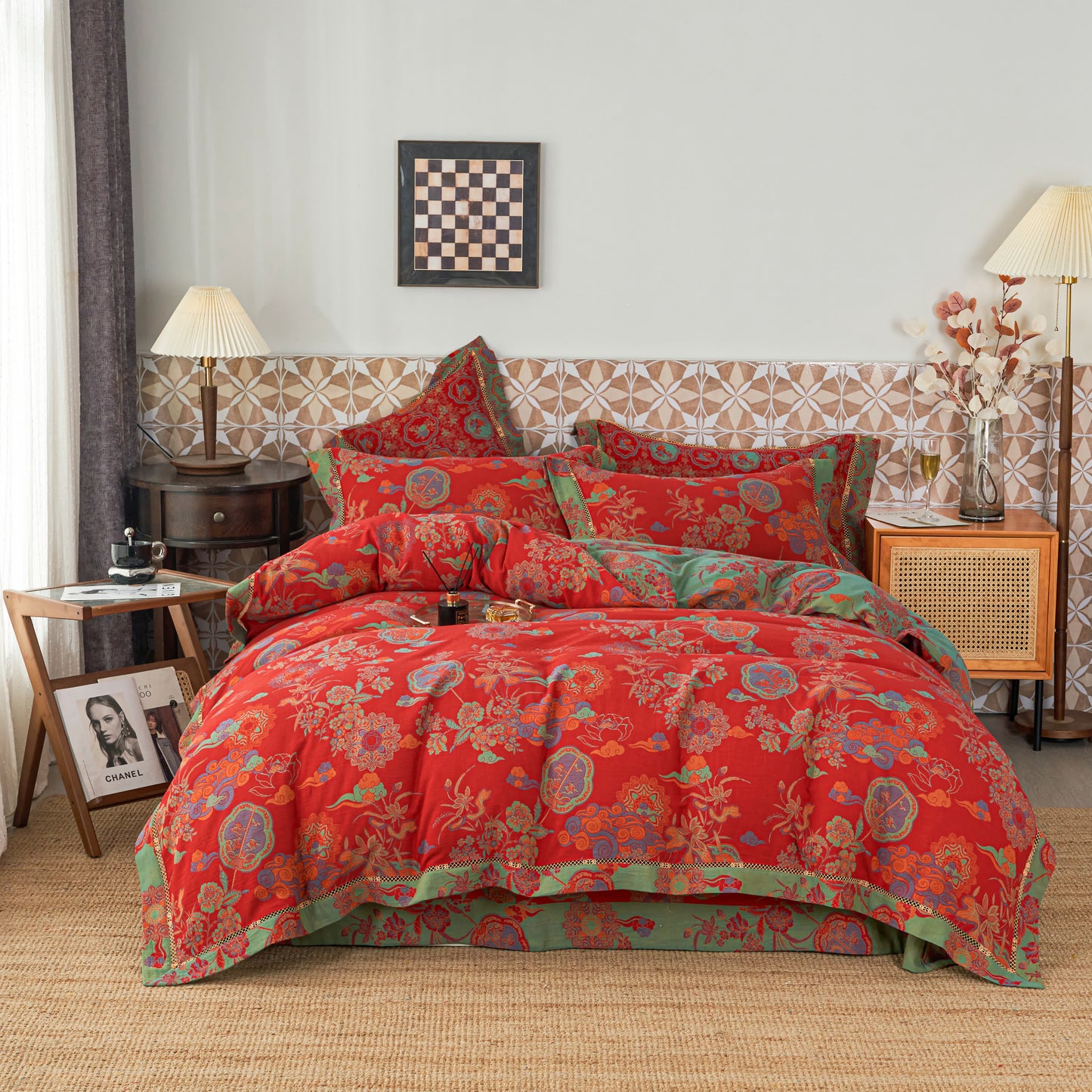 Cotton Gauze Luxurious Floral Bedding Sets (4PCS) - image 1