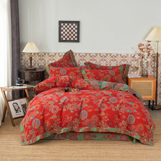 Cotton Gauze Luxurious Floral Bedding Sets (4PCS) - image 1
