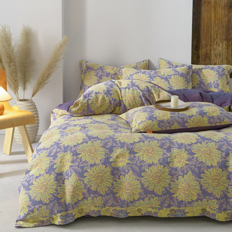 Jacquard Sunflower Cotton Gauze Bedding Set (4PCS) - image 1