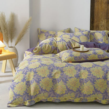 Jacquard Sunflower Cotton Gauze Bedding Set (4PCS) - image 1
