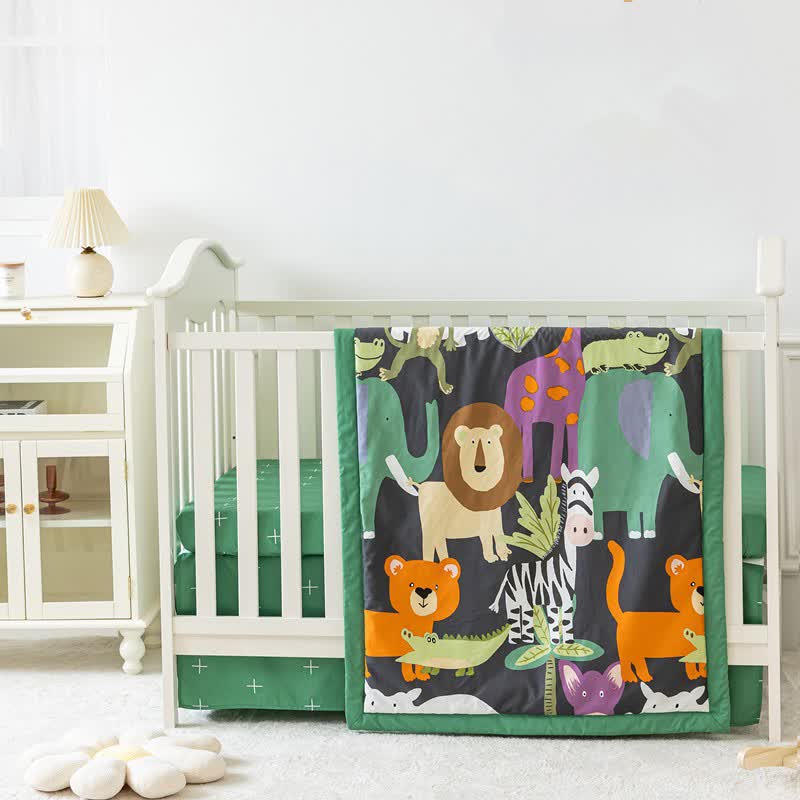 Pure Cotton Cartoon Animal Crib Bedding Set(3PCS) - Standard - image 0