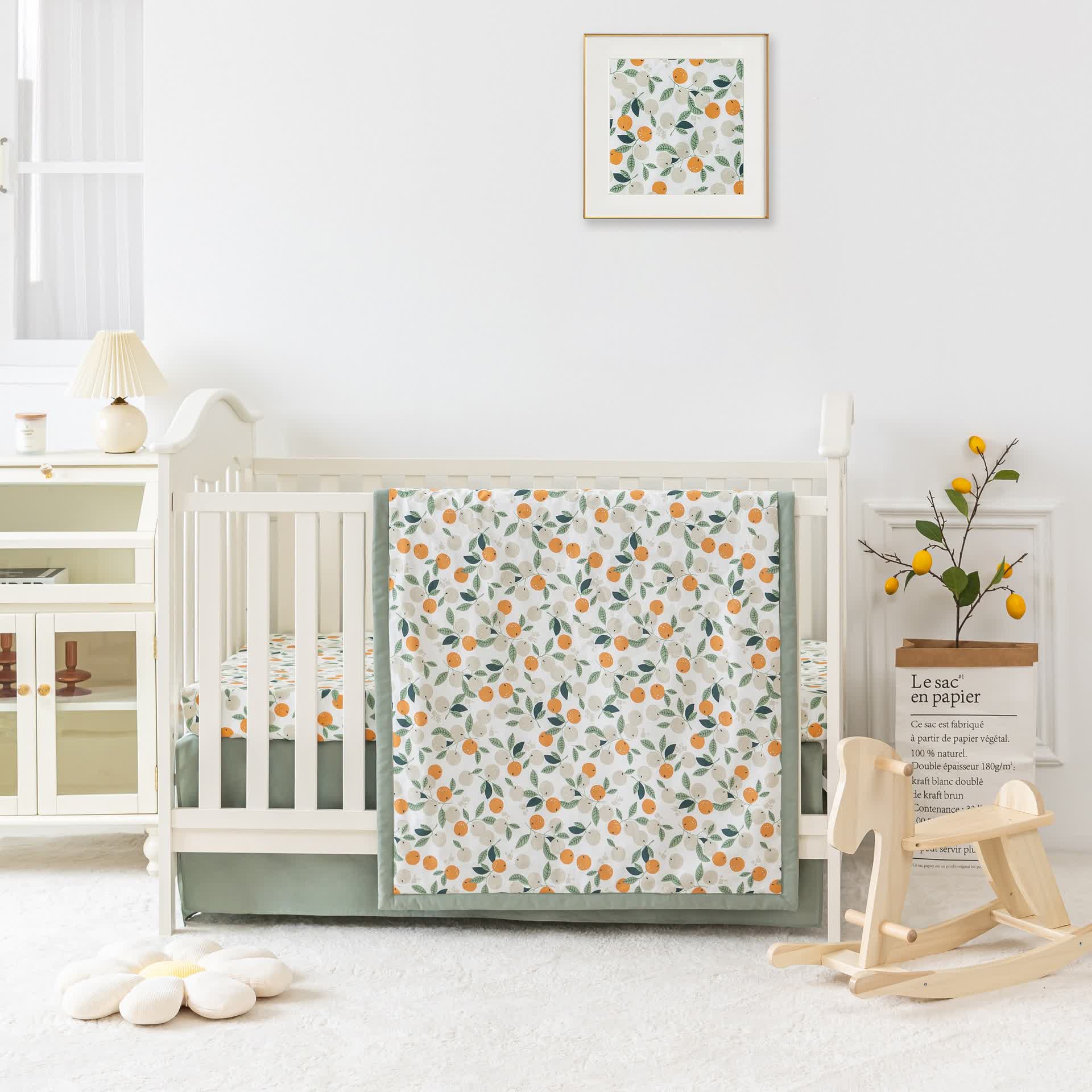 Cotton Pastoral Orange Crib Bedding Set(3PCS) - Standard - image 0