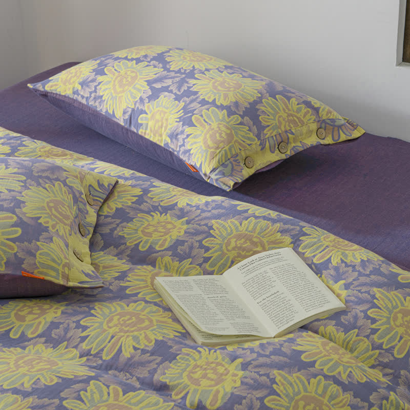 Jacquard Sunflower Cotton Gauze Bedding Set (4PCS) - image 7