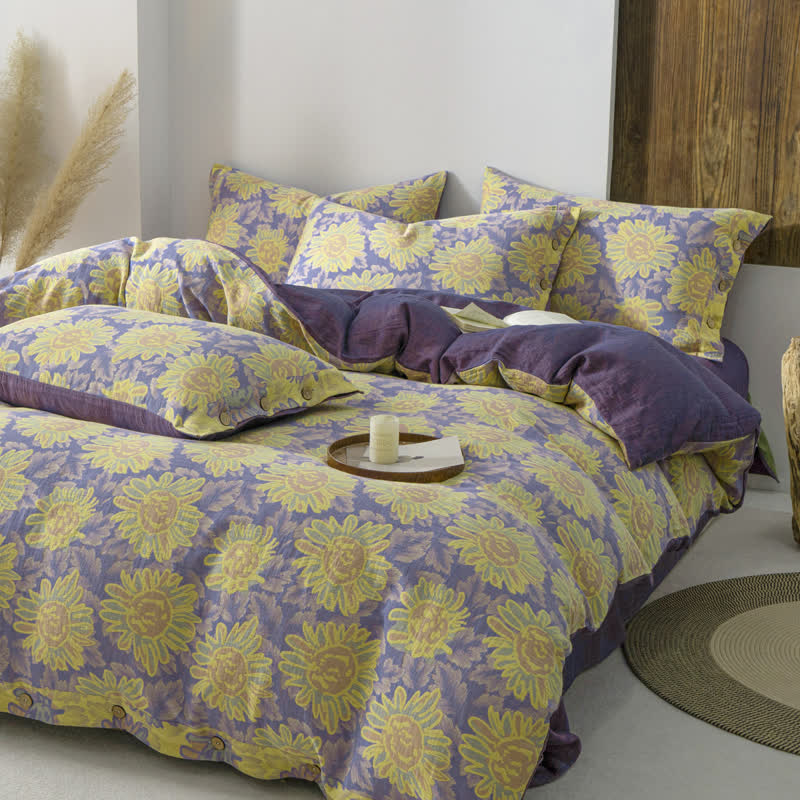 Jacquard Sunflower Cotton Gauze Bedding Set (4PCS) - image 3