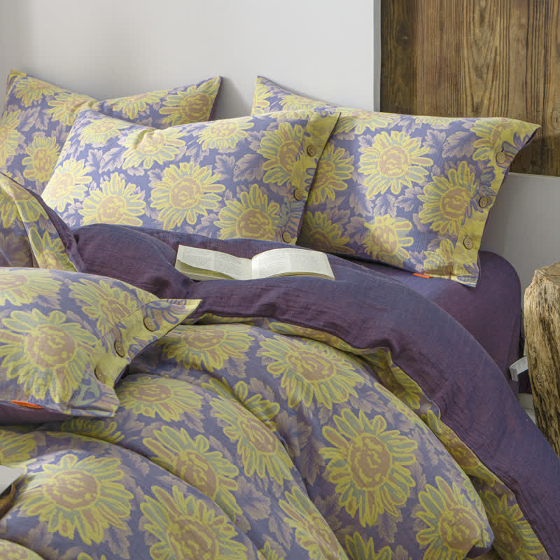 Jacquard Sunflower Cotton Gauze Bedding Set (4PCS) - image 4