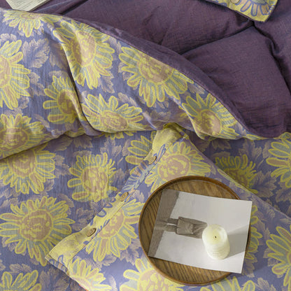 Jacquard Sunflower Cotton Gauze Bedding Set (4PCS) - image 9