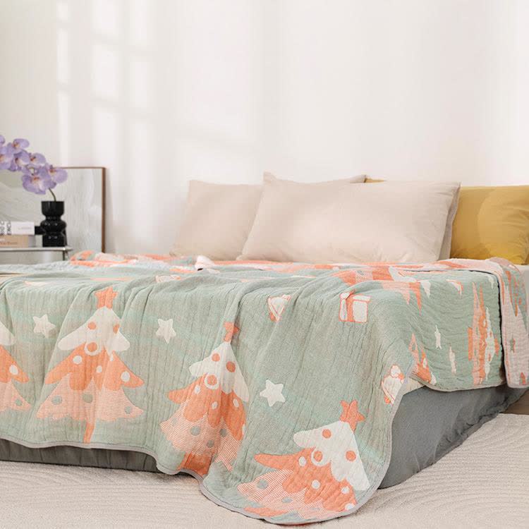 Cartoon Christmas Tree Cotton Gauze Quilt - image 3