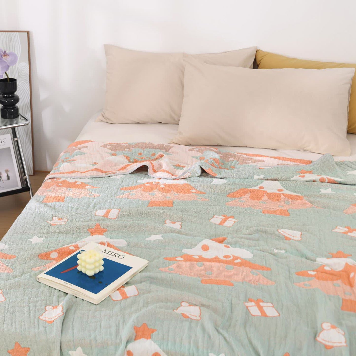 Cartoon Christmas Tree Cotton Gauze Quilt - image 4