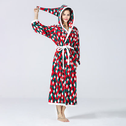 Christmas Flannel Soft Hooded Bathrobe - image 1