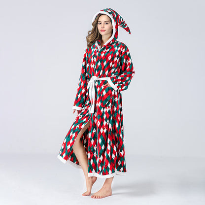 Christmas Flannel Soft Hooded Bathrobe - image 2