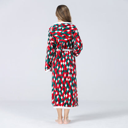 Christmas Flannel Soft Hooded Bathrobe - image 3
