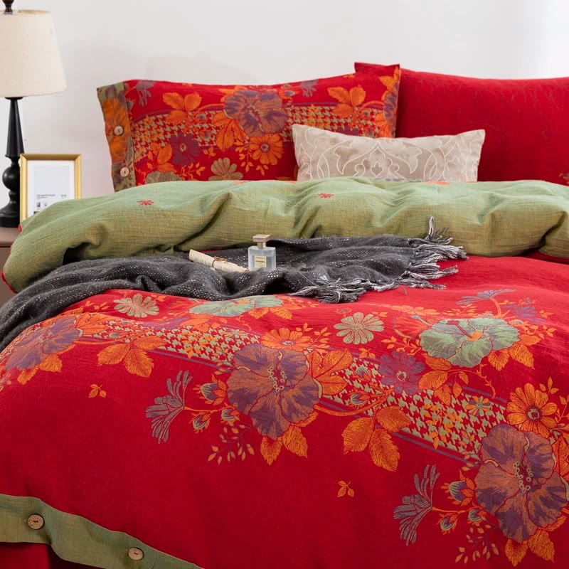Pure Cotton Floral Button Bedding Sets (4PCS) - image 2