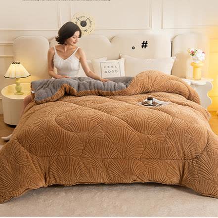 Sherpa Jacquard Ginkgo Leaf  Blanket with Quilt Core - image 8