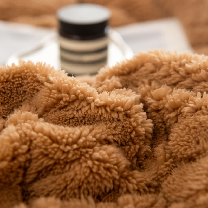 Sherpa Jacquard Ginkgo Leaf  Blanket with Quilt Core - image 11