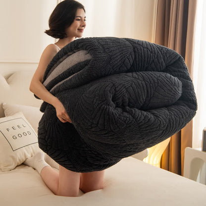 Sherpa Jacquard Ginkgo Leaf  Blanket with Quilt Core - image 5