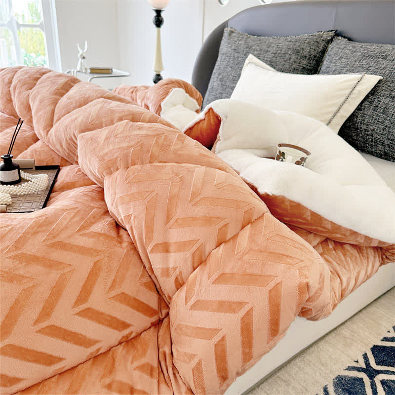 Sherpa Warm Throw Blanket with Quilt Core - Orange - King - image 0