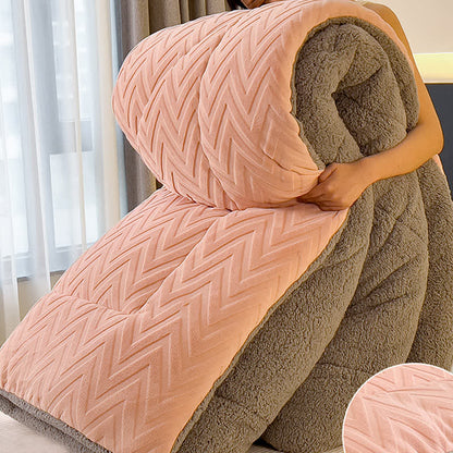 Sherpa Warm Throw Blanket with Quilt Core - Pink & Gray - King - image 11