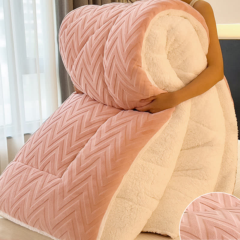 Sherpa Warm Throw Blanket with Quilt Core - Pink - King - image 7
