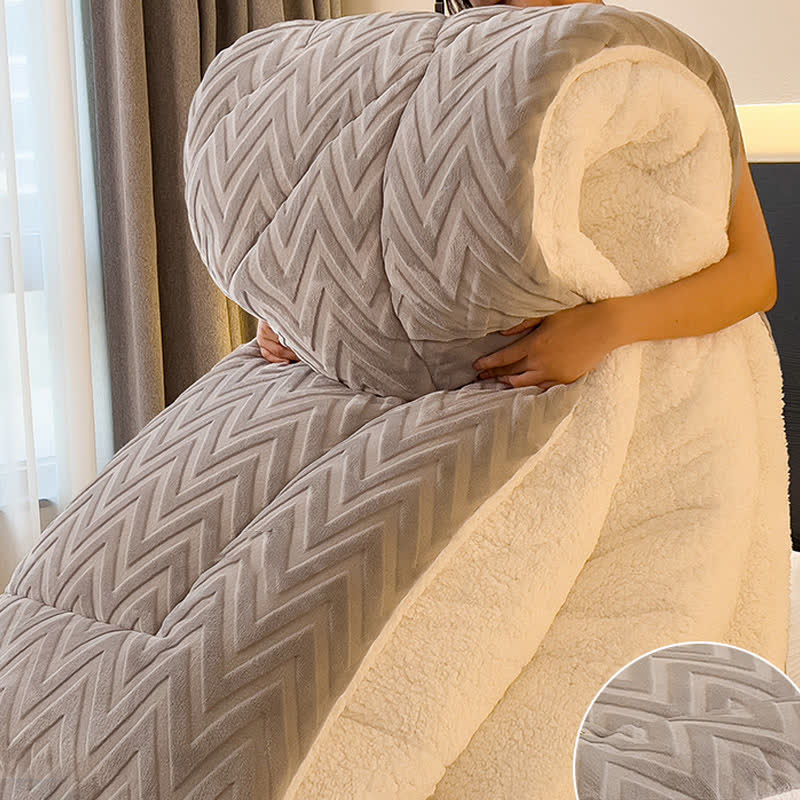 Sherpa Warm Throw Blanket with Quilt Core - Dark Gray & Beige - King - image 21