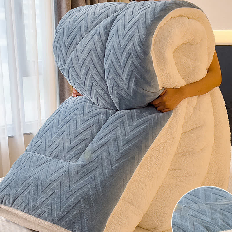 Sherpa Warm Throw Blanket with Quilt Core - Dark Blue - King - image 15