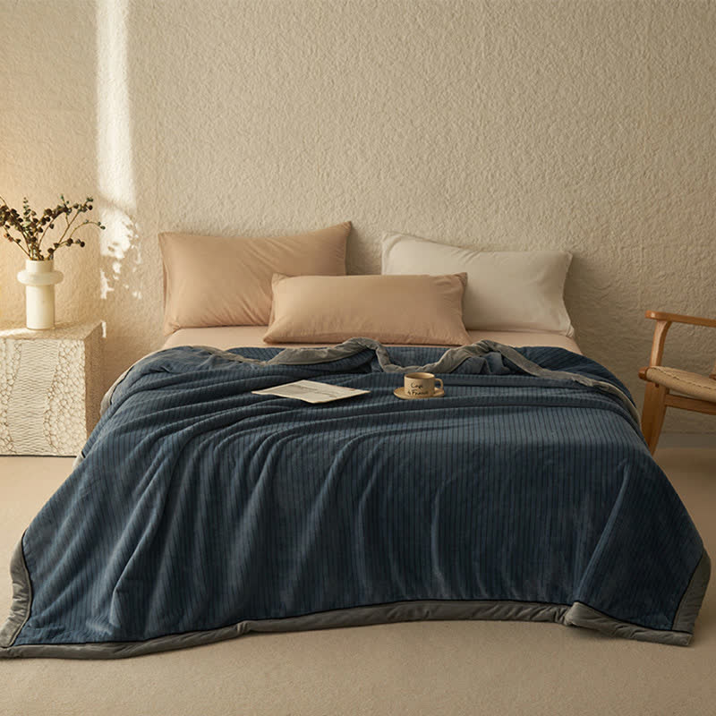 Reversible Solid Color Velvet Throw Blanket - Dark Blue - Queen - image 16